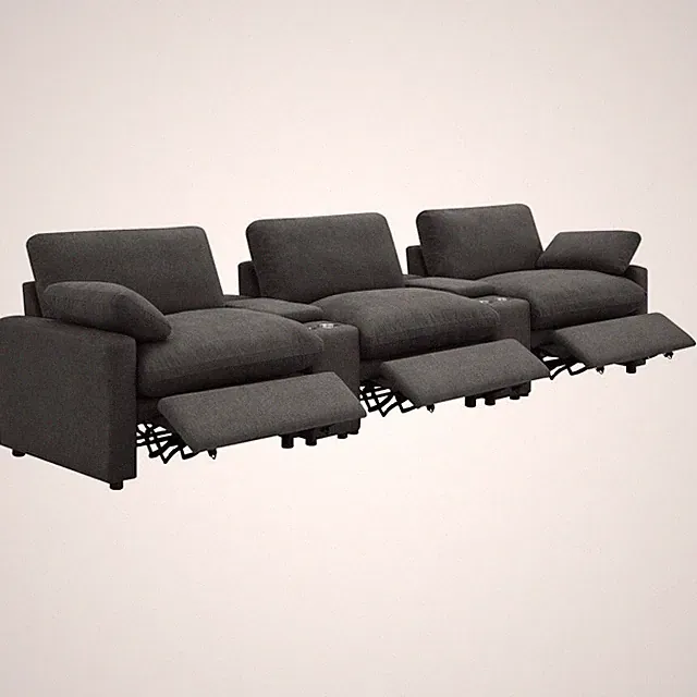5 PC DK GREY POWER 3 RECLINER RECLINING HOME THEATER SOFA LIVING ROOM FURNITURE