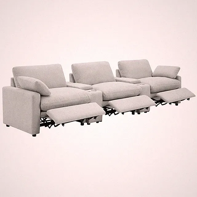 5 PC GREY POWER 3 RECLINER RECLINING HOME THEATER SOFA LIVING ROOM FURNITURE
