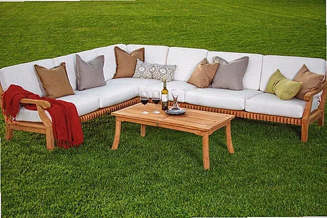 5 PC SECTIONAL SOFA SET TEAKWOOD TEAK WOOD GARDEN INDOOR OUTDOOR PATIO POOL GIVA