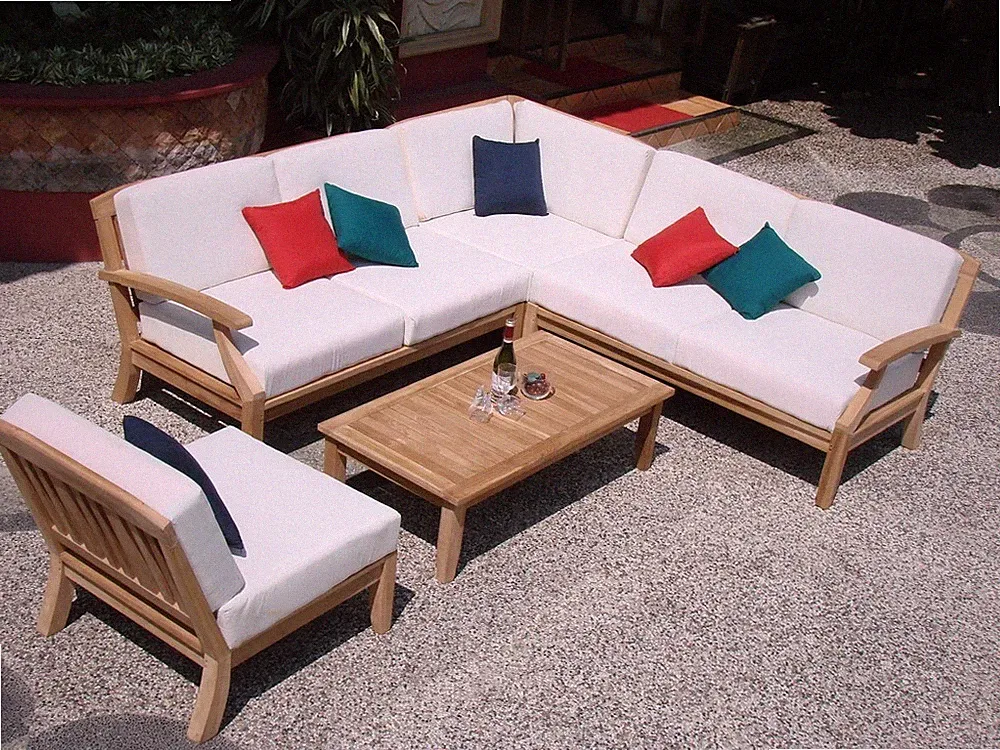 5 PC TEAKWOOD TEAK WOOD INDOOR OUTDOOR PATIO SECTIONAL SOFA SET POOL - SAMURAI