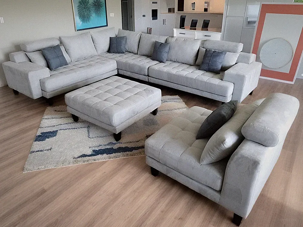 5-Piece Contemporary Dark Teal Blue Microfiber Fabric Sectional Sofa S150DTB