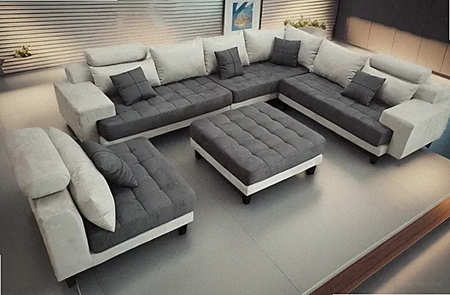 5-Piece Contemporary Fabric Sectional Sofa Set S150L (Custom made options)