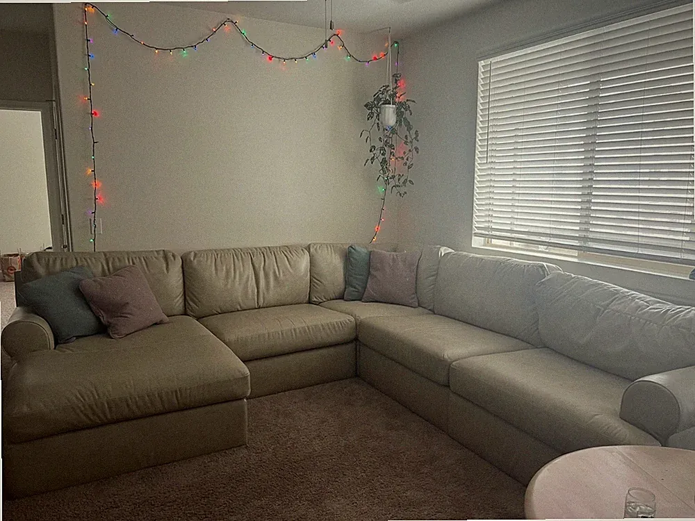 5 piece La-Z-Boy sectional couch in beige faux leather