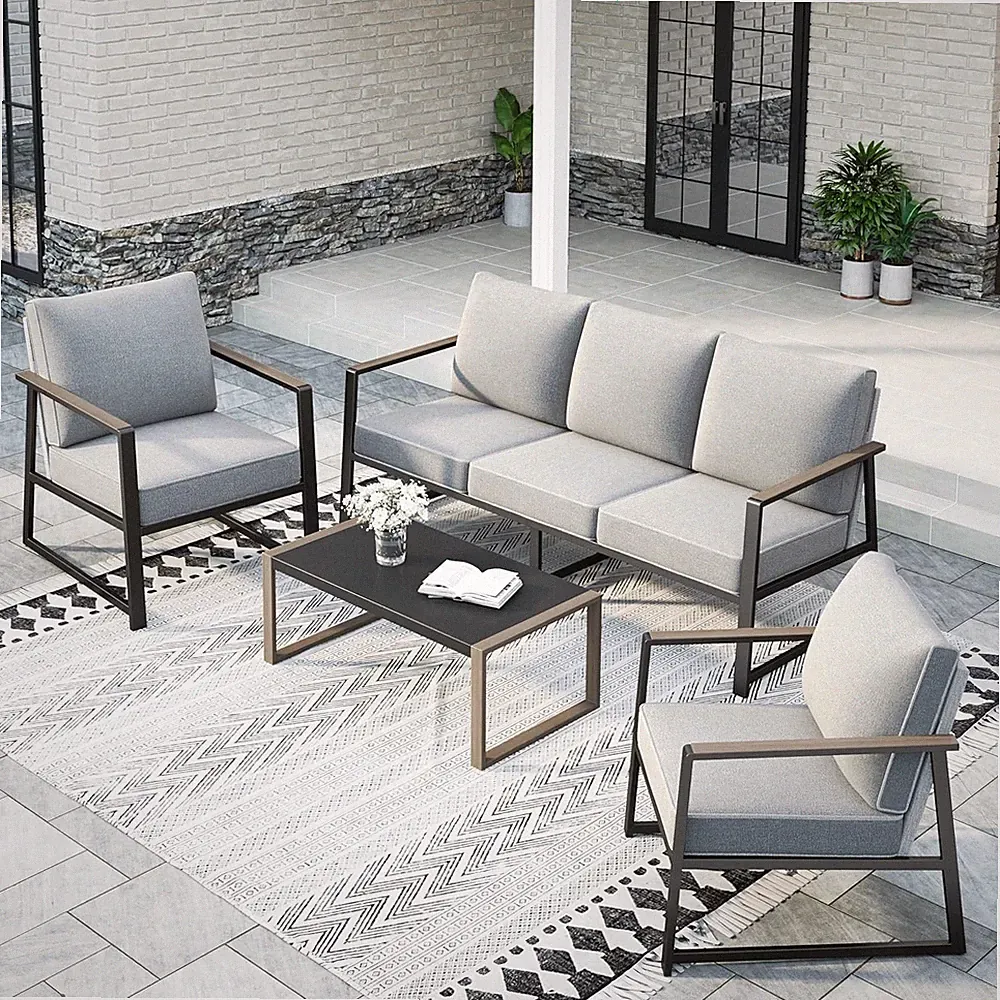 5 Piece Patio Furniture Sets Outdoor Conversation Sectional Sofa w/ Coffee Table