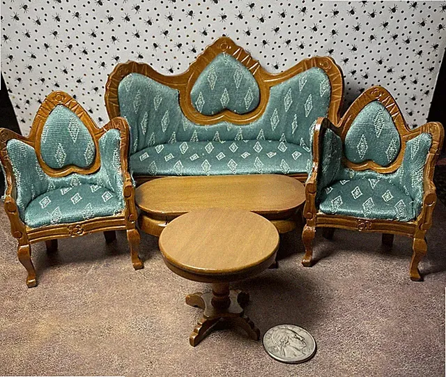 5 PIECE VICTORIAN LIVING ROOM SET SOFA AND 2 CHAIRS AND 2 TABLES BRAND NEW