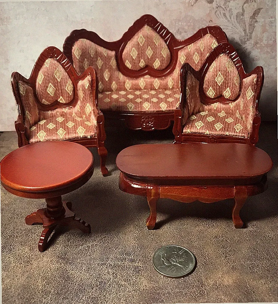 5 PIECE VICTORIAN LIVING ROOM SET SOFA AND 2 CHAIRS AND 2 TABLES BRAND NEW