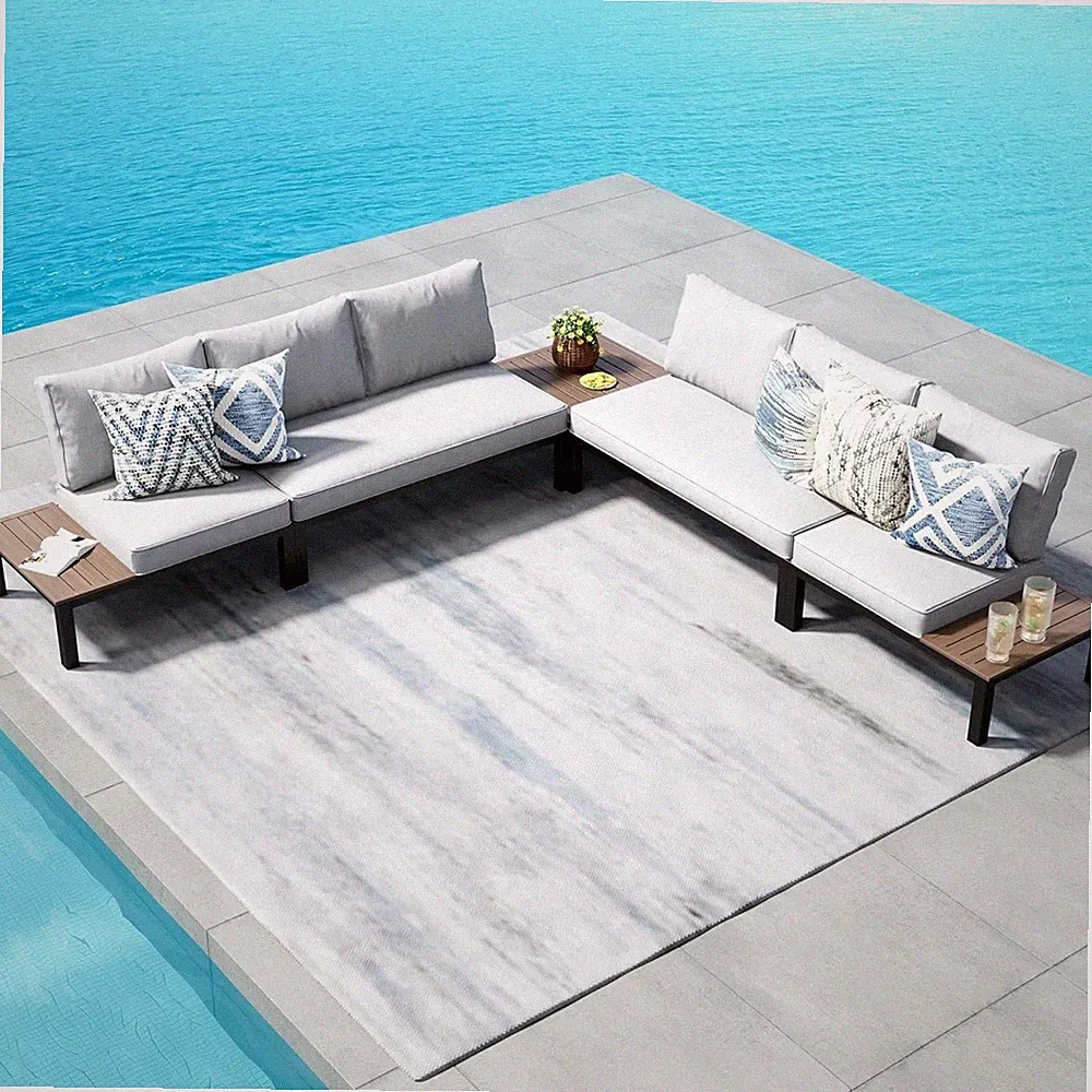 5 Pieces Metal Patio Furniture Set, Modular Outdoor Sectional Conversation Set