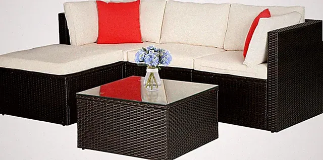 5 Pieces Patio Furniture Set Outdoor Sectional Furniture All Weather Outdoor Cou