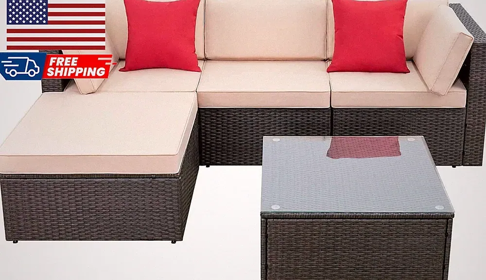 5 Pieces Patio Furniture Sets All Weather Outdoor Sectional Patio Sofa Manual We