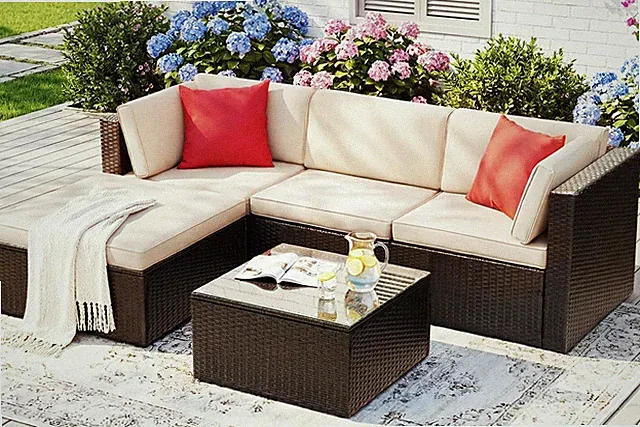 5 Pieces Patio Furniture Sets All Weather Outdoor Sectional Patio Sofa Manual We