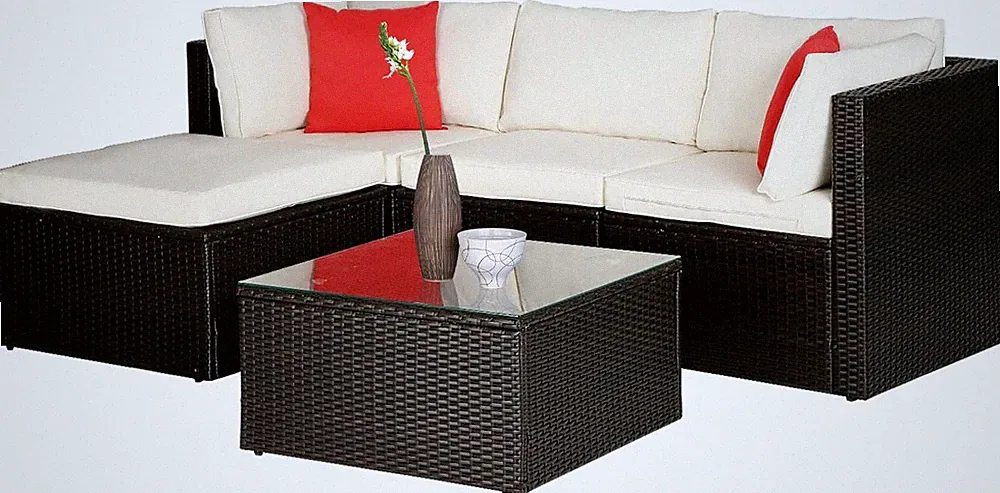5 Pieces Patio Furniture Sets Outdoor Furniture Patio Sofa Wicker Sectional Sofa