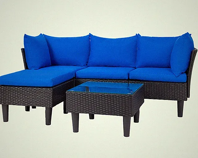 5 Pieces Patio Furniture Sets Outdoor Wicker Conversation Set with Coffee Table