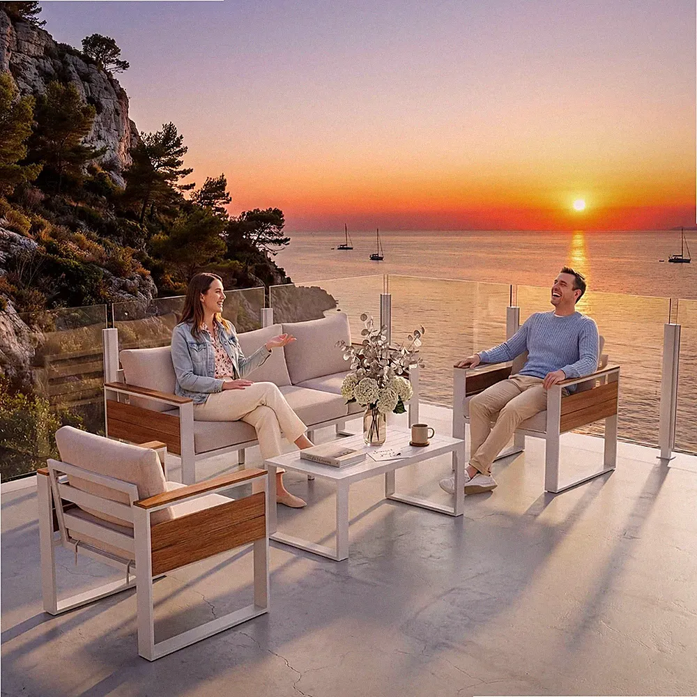 5-Seat Aluminum Patio Furniture Sets with Premium Olefin Fabric Cushions | Zero