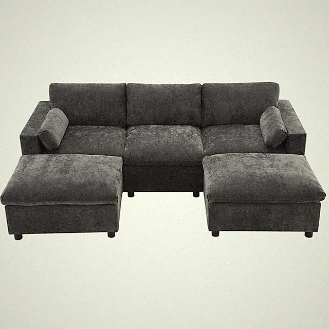 5-Seat Cloud Modular Sofa Set with Chenille , Storage Pockets, Adjustable