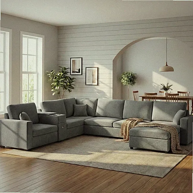5‑Seat Modular Sectional Sofa Couch,134" U‑Shape Couch,Large Family Sofa with Ch