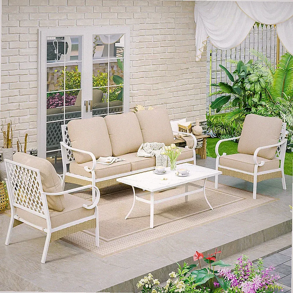 5 Seat Outdoor Sectional Sofa Set with Coffee Table Outdoor Patio Furniture Set