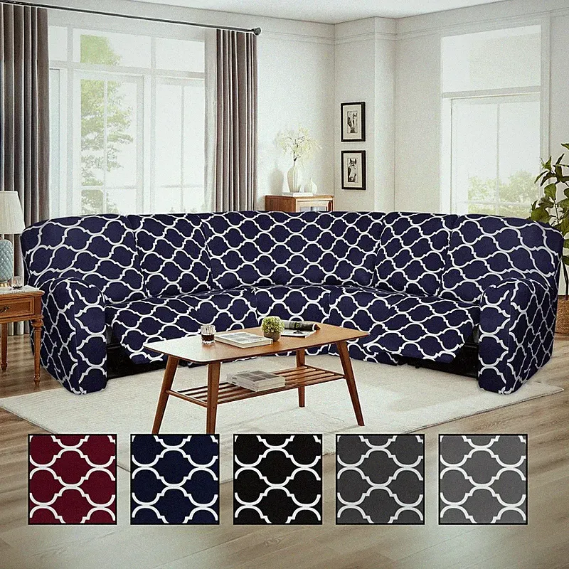 5 Seat Recliner Sofa Cover For L Shape Sectional Corner Sofa Stretch Slipcover