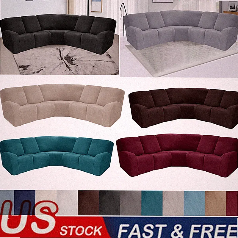 5-Seat Recliner Sofa Cover Jacquard Stretch Sectional for L Shape Sofa Slipcover