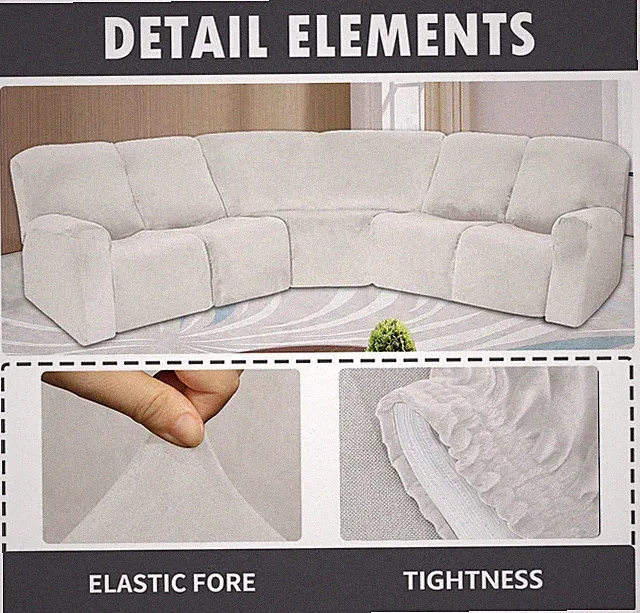 5 Seat Sofa Recliner L Shape Sofa Velvet Covers Sectional Stretch Slipcover New