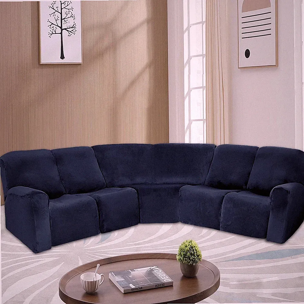 5 Seat Sofa Recliner L Shape Sofa Velvet Covers Sectional Stretch Slipcover New