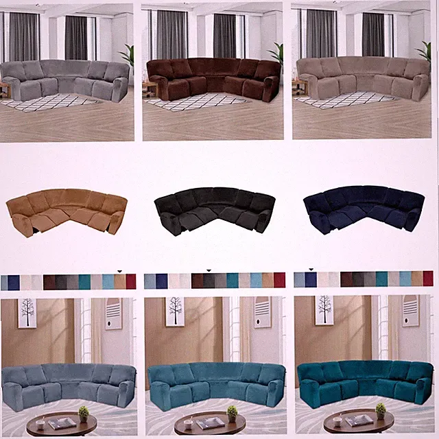 5 Seat Sofa Recliner L Shape Sofa Velvet Covers Sectional Stretch Slipcovers