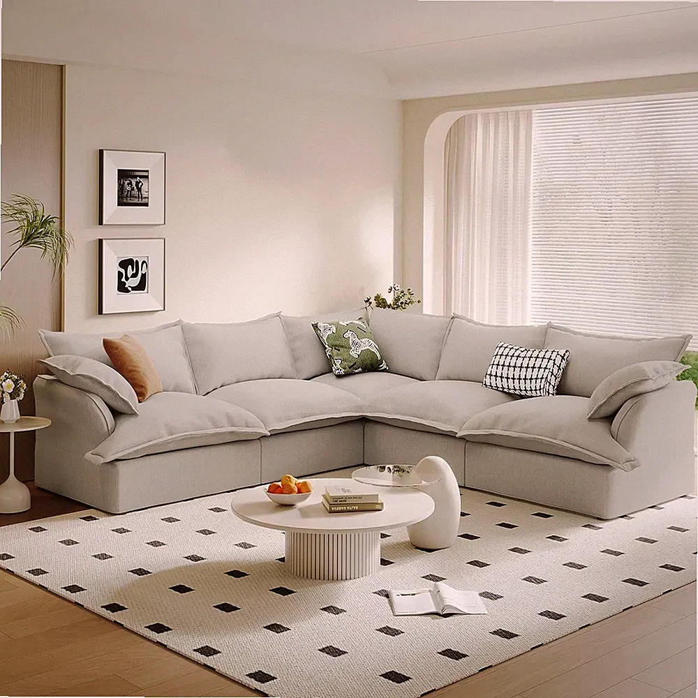 5 Seat V Shape Modular Sectional Couch Sofa for Living Room,Deep Seat Sofas Cush