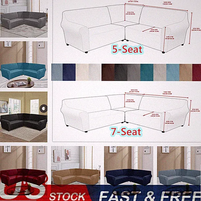 5 Seater / 7 Seater L Shaped Recliner Cover Sofa Cover Velvet Stretch Protector