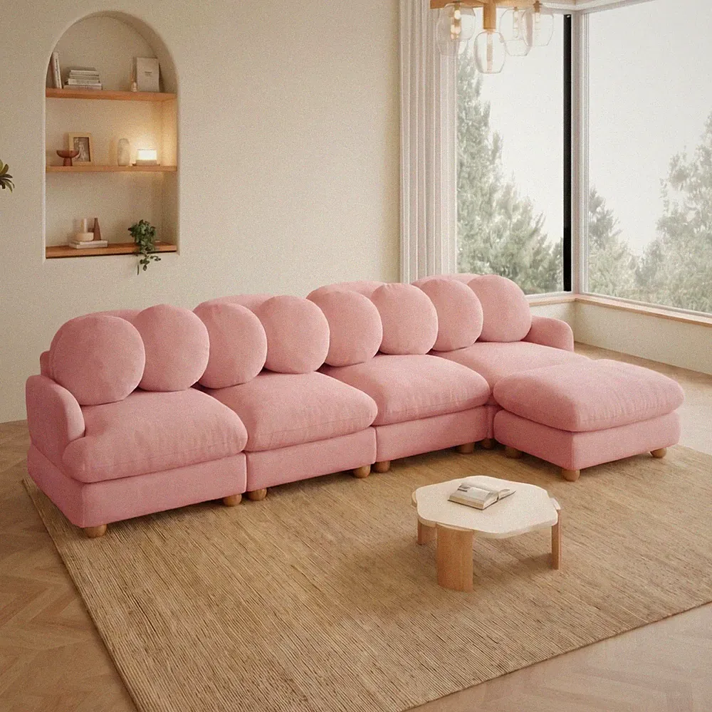 5 Seater Chenille Fabric Modular Sectional Sofa Couch Set