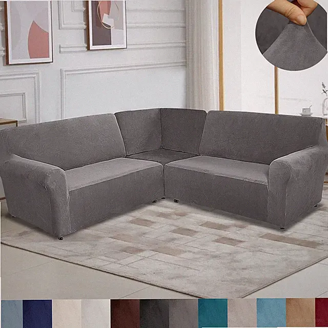 5 Seater Sectional Corner Sofa Covers 3Pcs Velvet L Shape Couch Cover Protectors