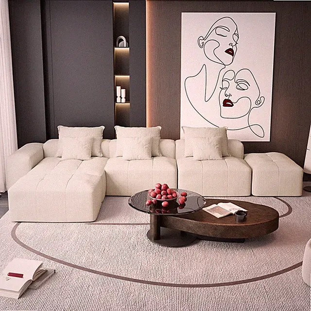 5 Seater Sectional Sofa, Combination Oversized Modular Sofa Couch Boneless Sofa