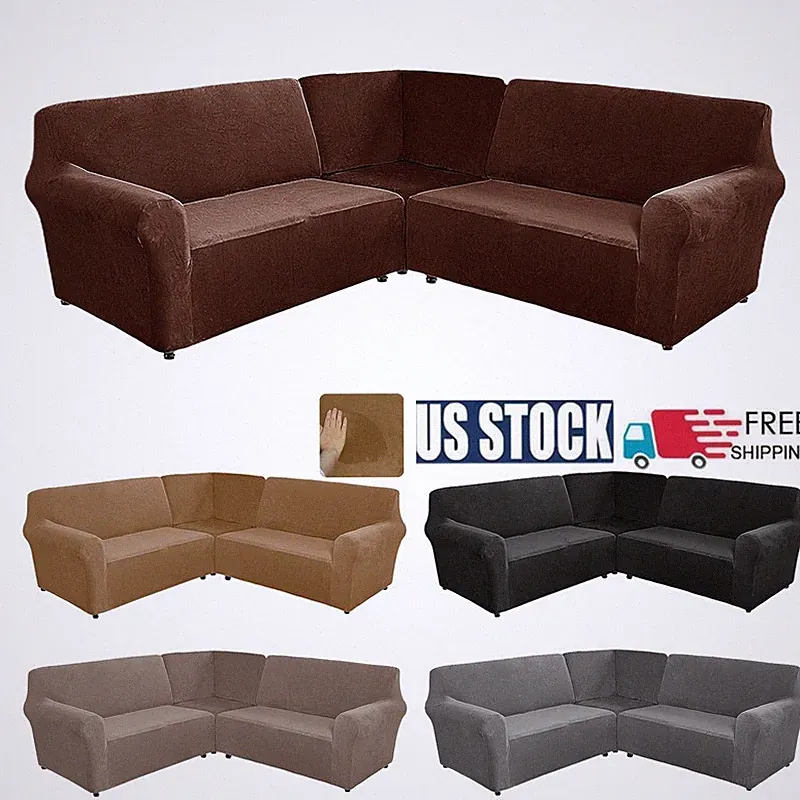 5 Seater Sectional Sofa Slipcover Corner Covers L-Shape Velvet Slipcover