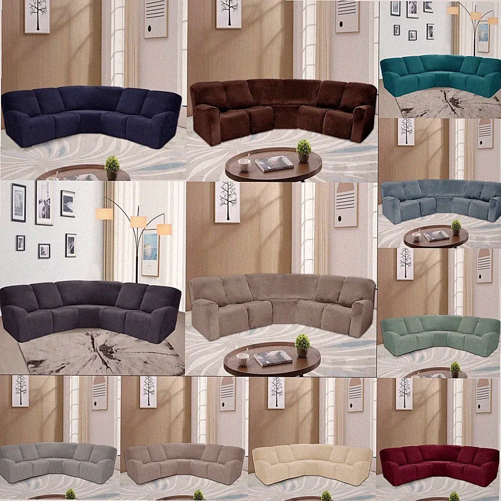 5 Seats Corner Sectional Couch Covers Recliner Non-slip L Shape Sofa Slipcover