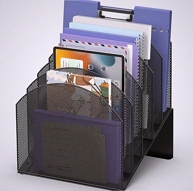 5-Section Desk File Organizer, Vertical File Organizer for Desk, Mesh Mail Holde
