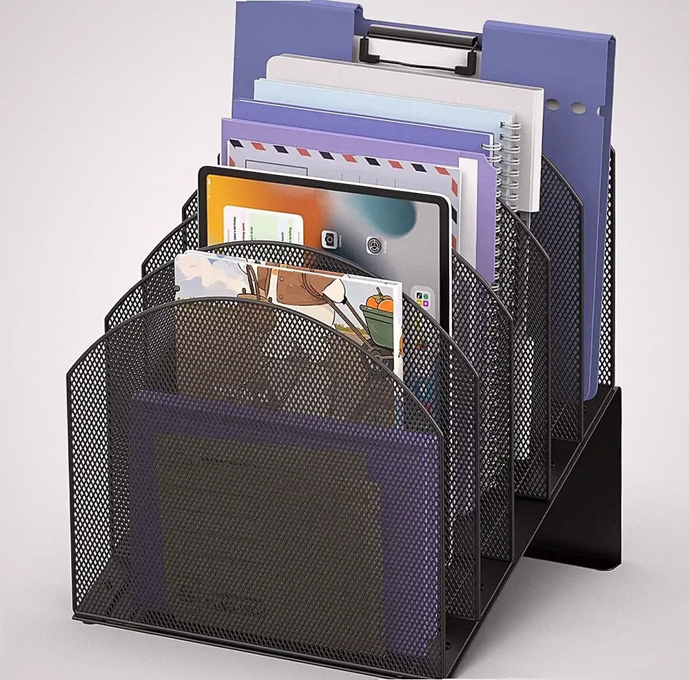 5-Section Desk File Organizer, Vertical File Organizer for Desk, Mesh Mail Holde