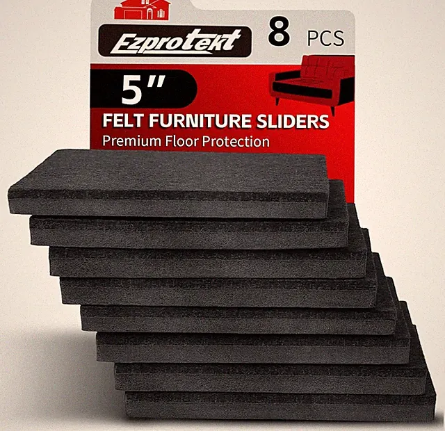 5" Square Felt Furniture Movers Sliders for Hardwood Floors, 8 Pcs Reusable Felt