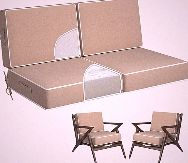 5" Thicker Outdoor Chair Cushions Set of 2 - 24X24 Inch Patio Chair Cushion for