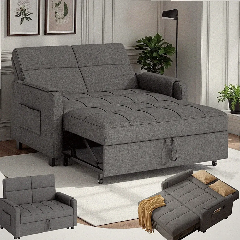 50" Sofa Bed, 3 in 1 Convertible Sleeper Loveseat, Pull Out Couches