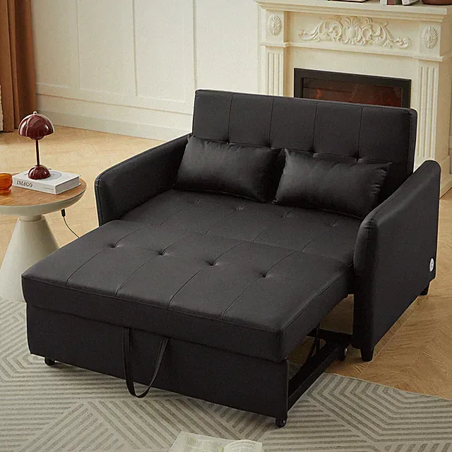 51.57" Convertible Sleeper Bed, Adjustable Oversized Armchair with 3 USB Ports