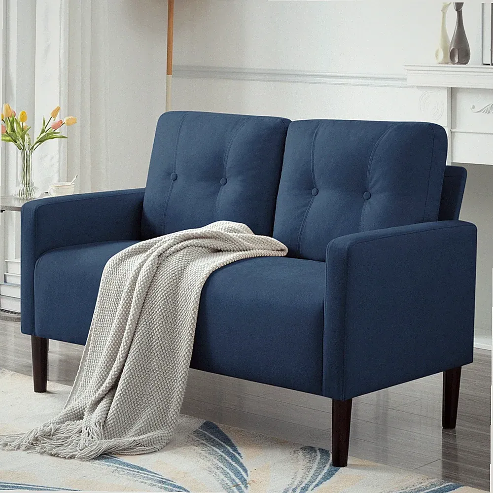 51” Navy Blue Comfy Loveseat Modern Small Sofa Couches For Living Room Clearance