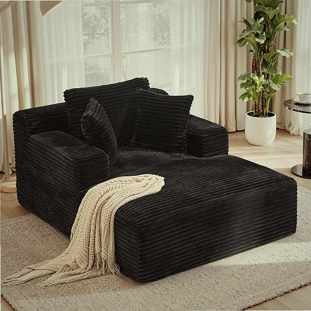 51'' Oversized Chaise Lounge Chair Indoor, Non-Assembly Deep Seat Sofa Bed Cordu