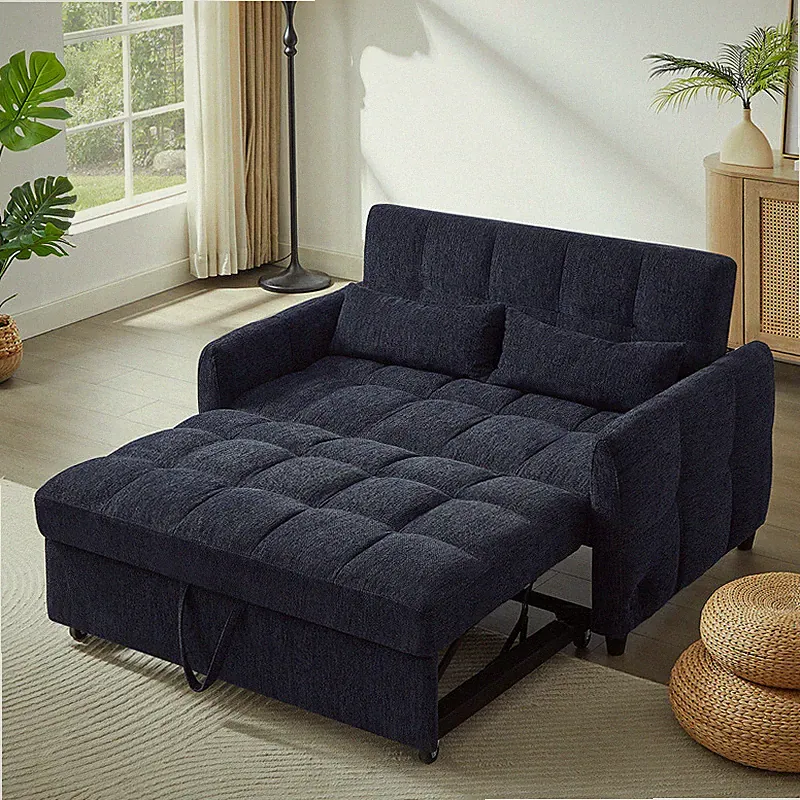 52.8" Loveseat Sofa Pull-out Sofa Bed Tufted Sleeper Sofa w/Adjustable Backrest
