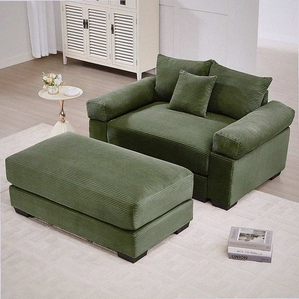 54.3" Oversized Cloud Modular Sectional Couch,Corduroy Fabric Extra-Thick Armres