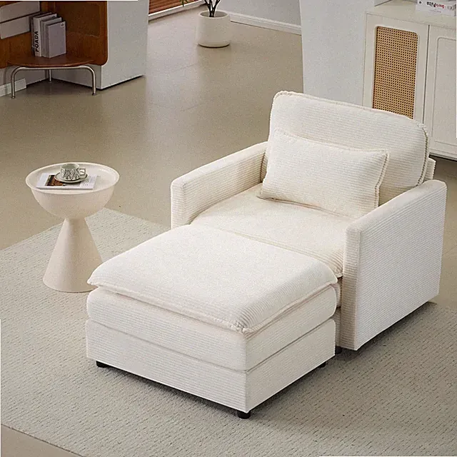 54" Comfy Cloud Sofa Couch with Ottoman, Deep Seat Reading Sleeper Chair