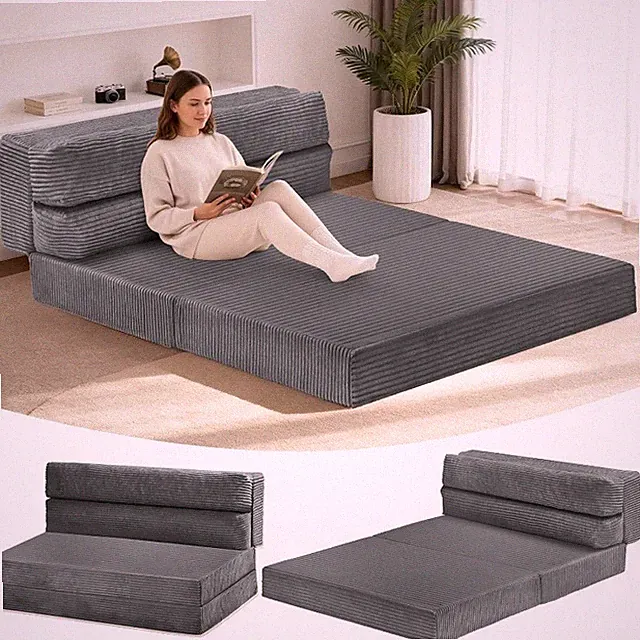54" Folding Sofa Bed, 3-in-1 Convertible Sofa Bed Floor Couch for Living Room