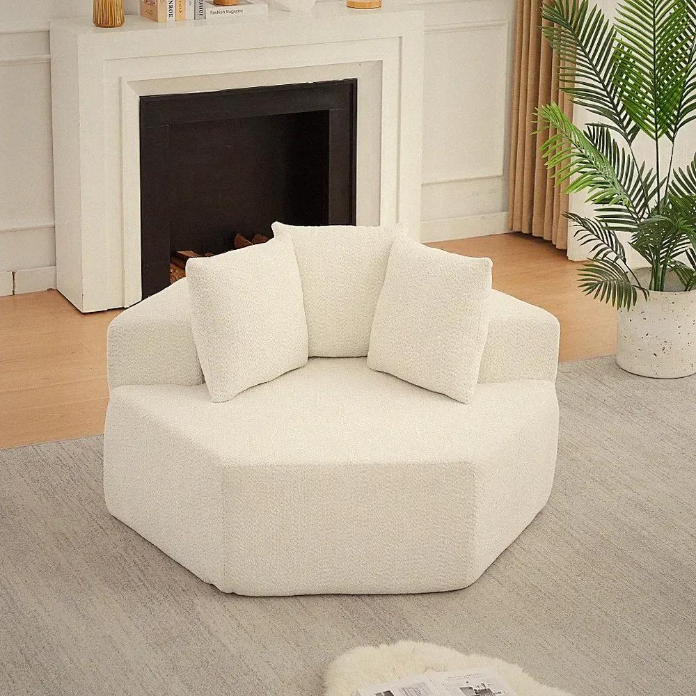 54" Hexagonal Modular Lounge Chair Chenille Single Sofa