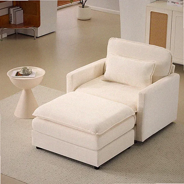 54" Modular Cloud Sofa with Ottoman & Beige Corduroy Cushions