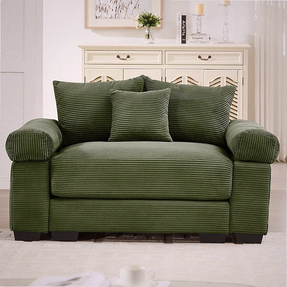54" Oversized Corduroy Modular Sectional Single Sofa with High-Density Foam C...