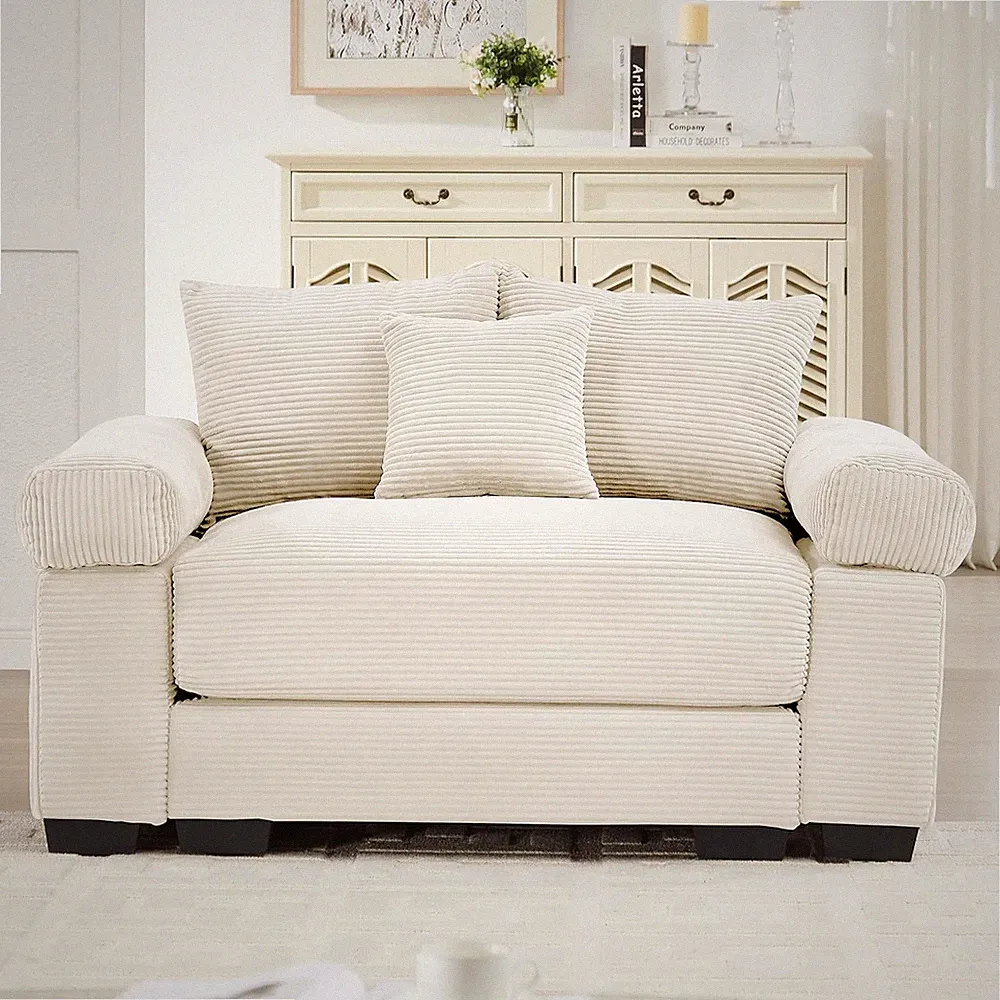 54" Oversized Corduroy Modular Sectional Single Sofa with High-Density Foam Cush