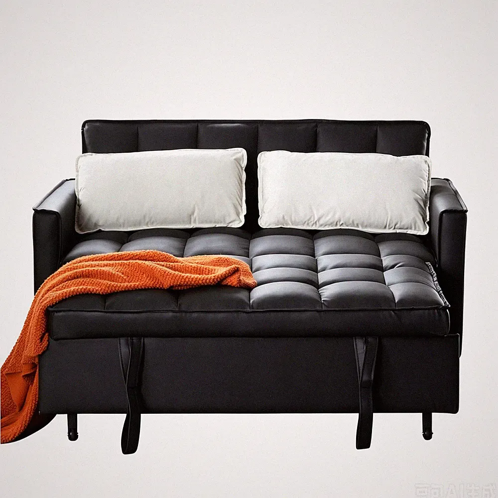 54" Pull Out Sleeper Sofa Bed Loveseat Reclining Back w/Storage 2 Seater Couch