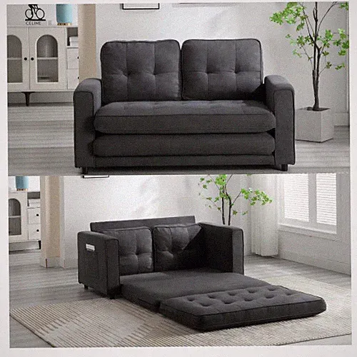55" 3 in 1 Convertible Sleeper Sofa Bed Velvet Loveseat Pull Out Sofa Bed Couch